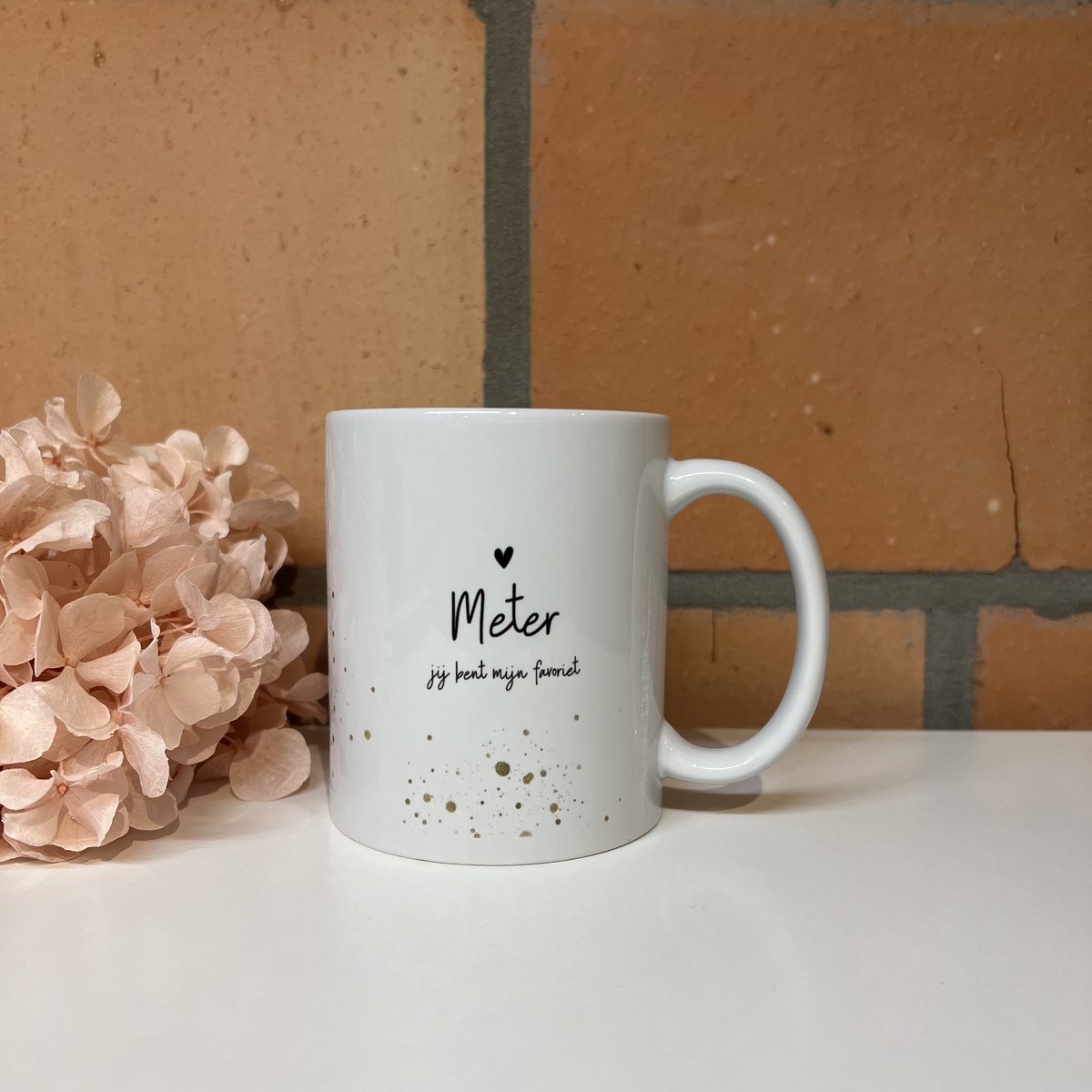 Mok liefste METER | METER zwart stippen | liefste meter | meter vragen | meter worden | peettante vragen | peettante worden | cadeau | geschenkdoos | giftbox