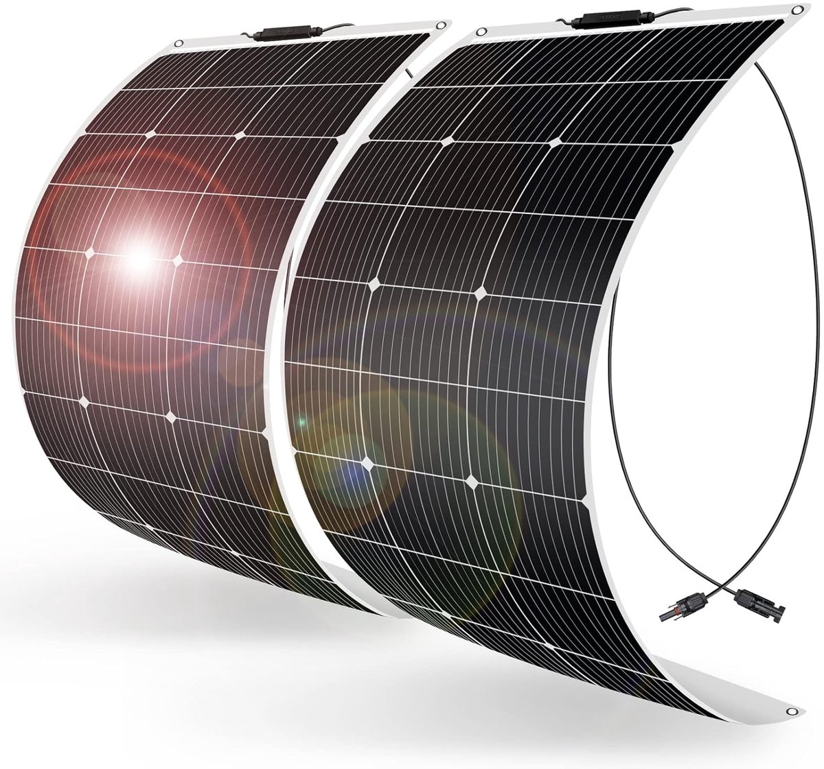 DOKIO 2*100W Flexibel Zonnepaneel 200W 12V Monokristallijne Zonnemodules ideaal voor camper, camping, tuinhuis