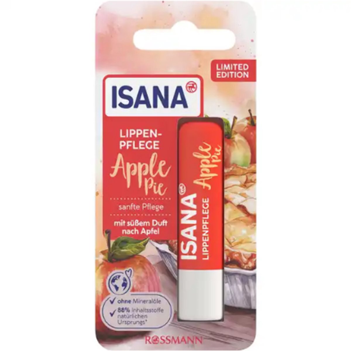 Isana Lippenbalsem - Apple Pie | 1x 4,8g - Herfst Winter Geur | Lippenbalsem - Lipverzorging - Limited Edition 2025