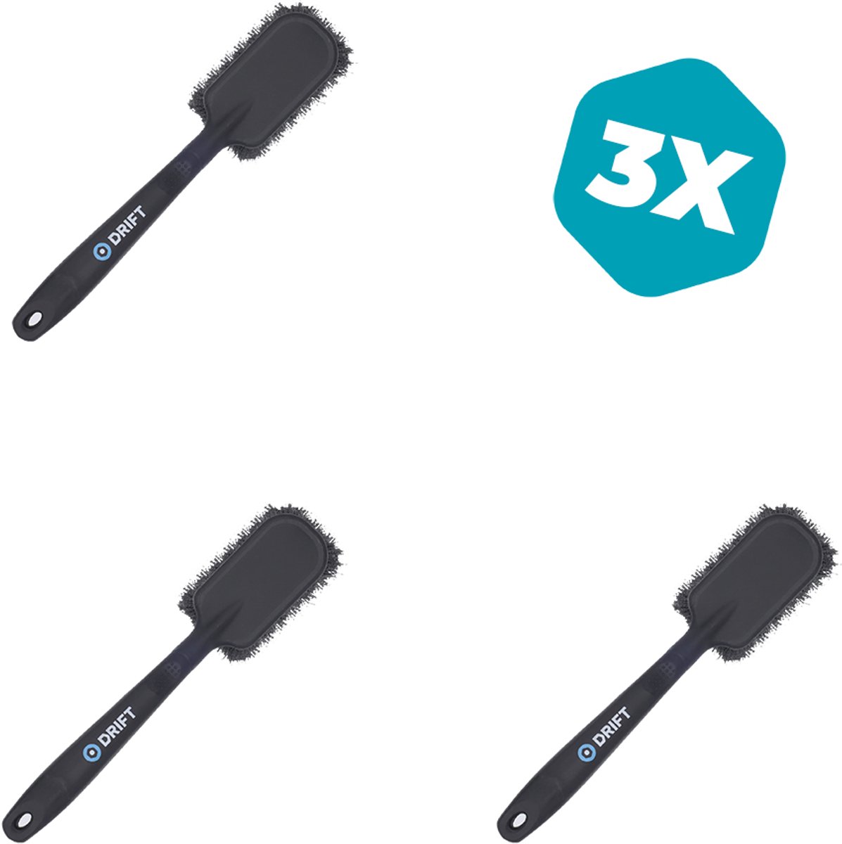 3 × Banden- en Cassetteborstel - Tyre & Cassette Brush - Superstijve Nylon Borstelharen