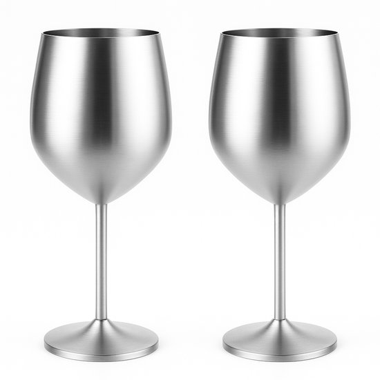My Green Deal – Set de 2 Verres à vin en acier inoxydable – Verres à vin sur pied en acier inoxydable – Ensemble de verres durables pour l'intérieur et l'extérieur