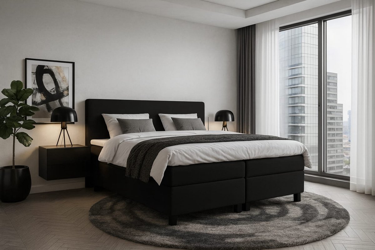 BalBedden Boxspring DreamLux - 180x200 Compleet - Zwart Glad thumbnail 2