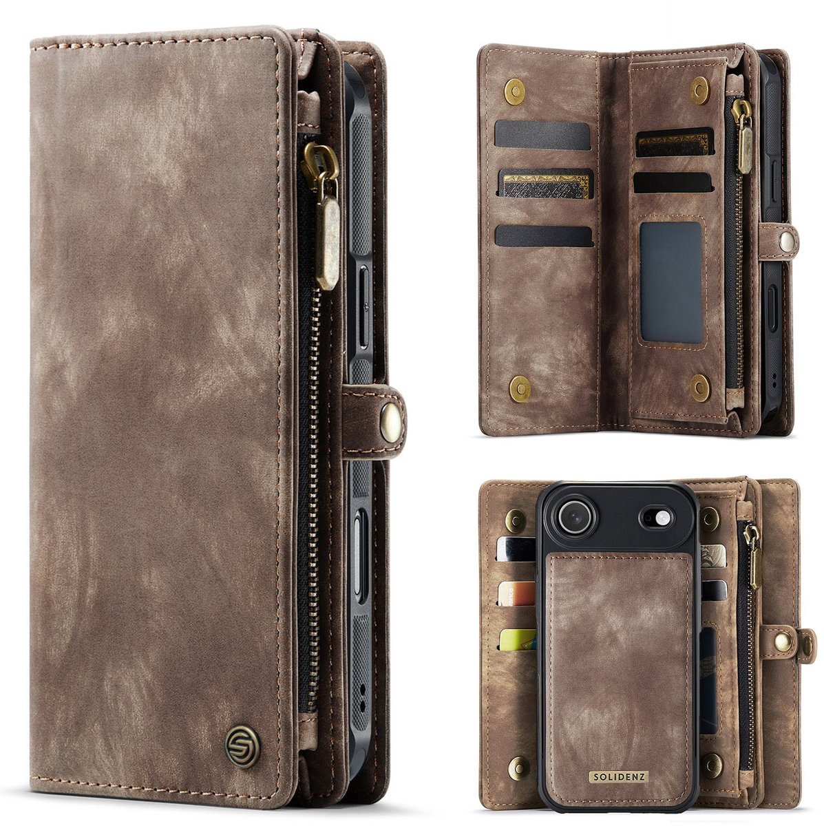 Solidenz Hoesje - Geschikt voor Apple iPhone Air - Urban Wallet - Bruin