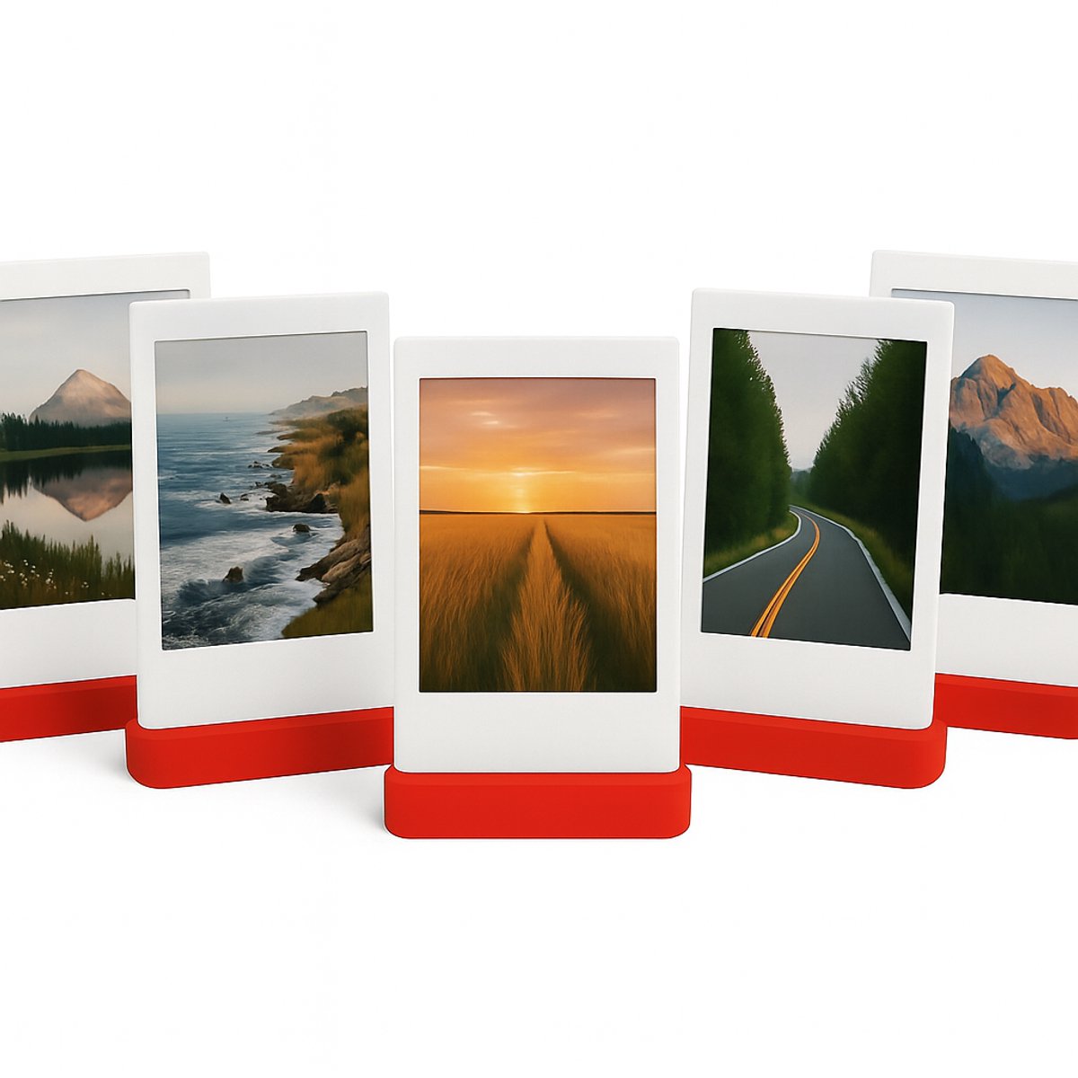 Polaroid Fotohouder Rood – Set van 5 Universele Instax Mini / Square / Wide & Polaroid Foto’s – Fotostandaard – Rood