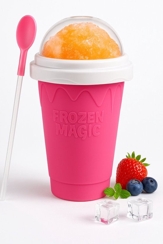 Joya Party® Slushy Maker Beker Roze 300 ML | Zelf Slush drankjes Maken | IJsbeker voor Kinderen & Volwassenen | Herbruikbare Slush Cup | BPA-vrij | DIY Slushie IJsdrank Beker | Frozen Smoothie Maken Thuis | Zomer Gadget | Roze