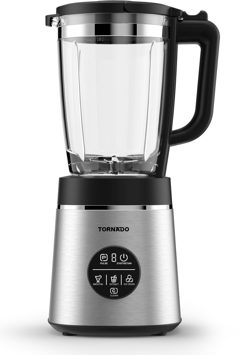 Tornado Power Blender – 1400W - 1.75L Glazen Kan - RVS Behuizing