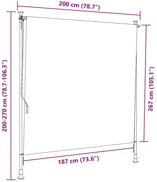vidaXL pour extérieur 200x270 cm Anthracite VDXL_145938