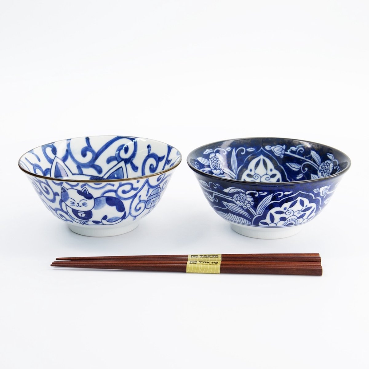 Tokyo Design Studio Kawaii Cat Tayo Bowl Giftset 2pcs w/chopsticks 14.9x6.7cm 500ml - Cadeauset van 2 kommen