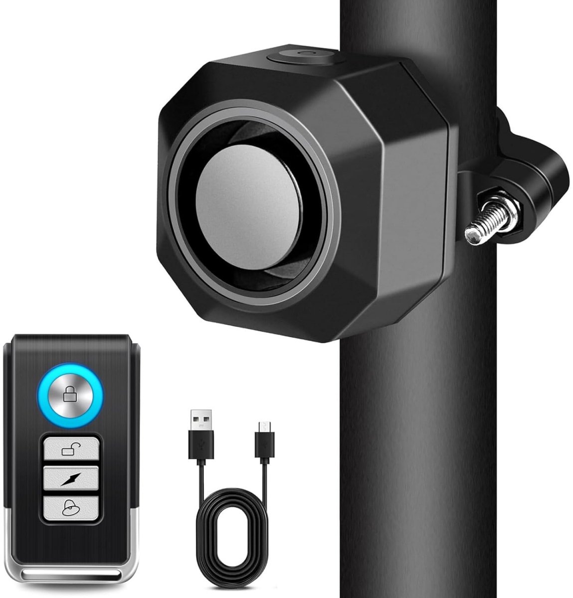TOVBMUP Antidiefstalalarm - USB-oplaadfunctie - Antidiefstalaccessoire - Afstandsbediening - Draadloos - Geschikt voor scooters, mountainbikes, e-bikes en elektrische scooters