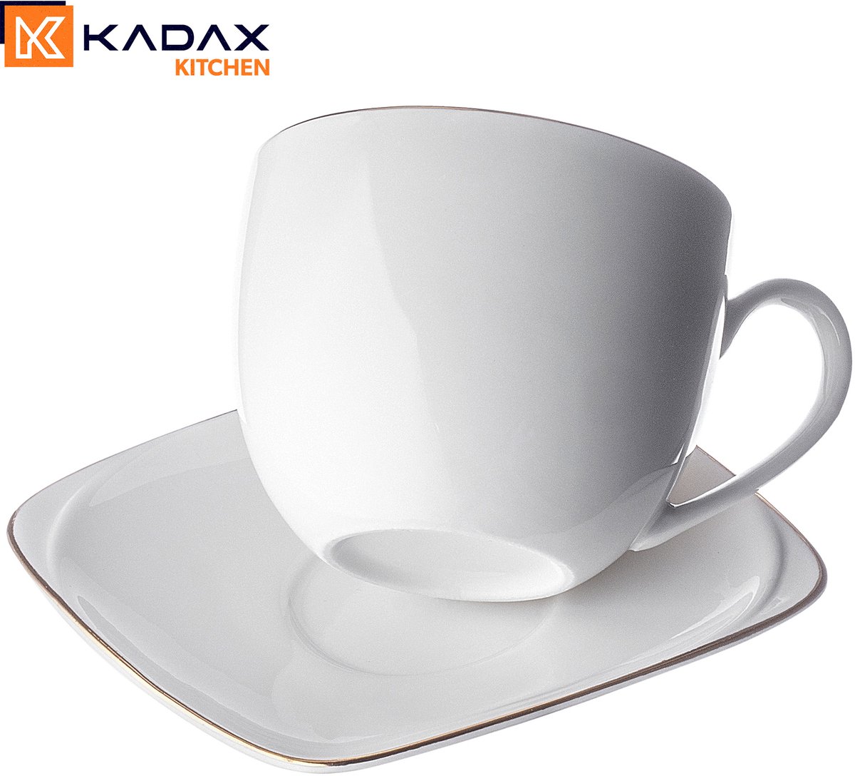 KADAX Kopjes met schoteltjes van porselein, elegante set van 2