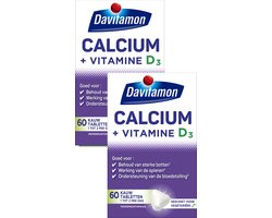Davitamon Davitamon Calcium met vitamine D3 - Pepermuntsmaak - Calcium voor behoud van sterke botten - Voedingssupplement - 2 x 60 - BUNDEL - 120 stuks