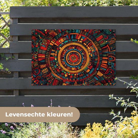 Affiche de jardin 120x80 cm - Décoration de jardin Mandala - Cercles - Motifs - Affiche pour le jardin - Décoration extérieure - Tableau de jardin clôture - Décoration murale sur toile de jardin - Décoration murale sur toile de balcon