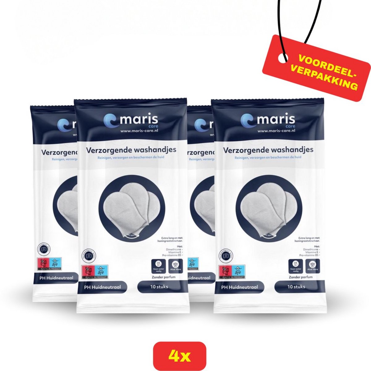 Maris Care Verzorgende Washandjes - Parfumvrij - 4x5 stuks voordeelverpakking