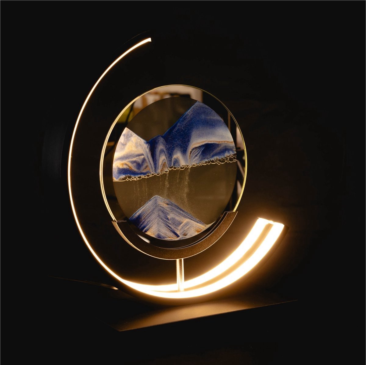 Luxus Europe Bewegende Zandkunst Tafellamp - Blauw - H27 x Ø27 - Decoratieve tafellamp - Met Slaapstand - Zandloper - Zandkunst In Glas - Bureaulamp - LED - Dimbaar - Tafellamp slaapkamer