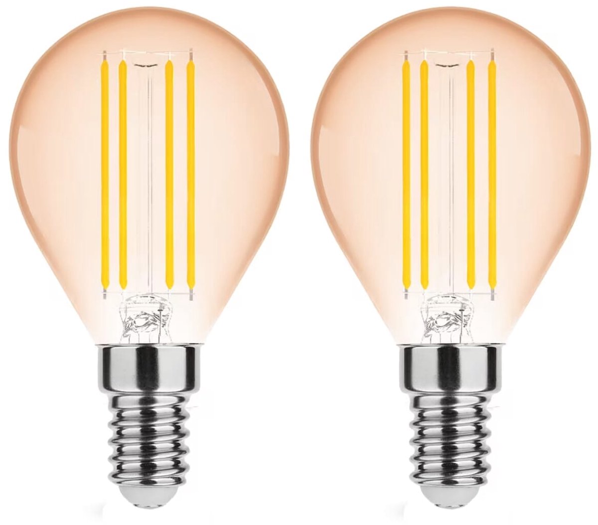 Modee E14 LED Lamp 4W - 360lm - 1800K - Warm Wit - LED Filament Amber Globe Mini P45 - Vervangt 33W Halogeen Gloeilamp - 2 stuks