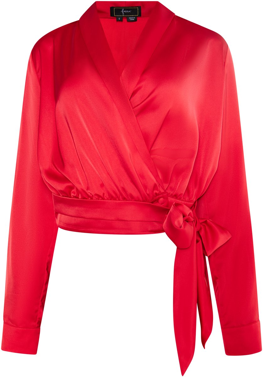 faina Satijnen wikkelblouse
