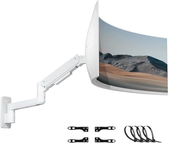 Selbro®, 17-49 inch Premium Ultrawide Monitor Muurbeugel, Zware Enkele Muurbeugel tot 20 kg, Volledige Verstelling, 75/100/200, Wit