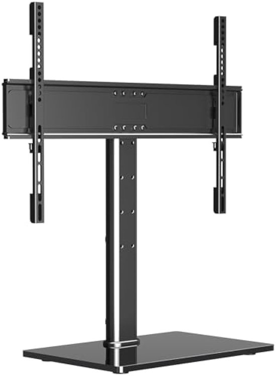 Universele tv-standaard, tv-standaard voor flatscreen-tv's, compatibel met de meeste tv's van 32 tot 55 inch zonder boren, montagegatafstand van 17 tot 20 mm