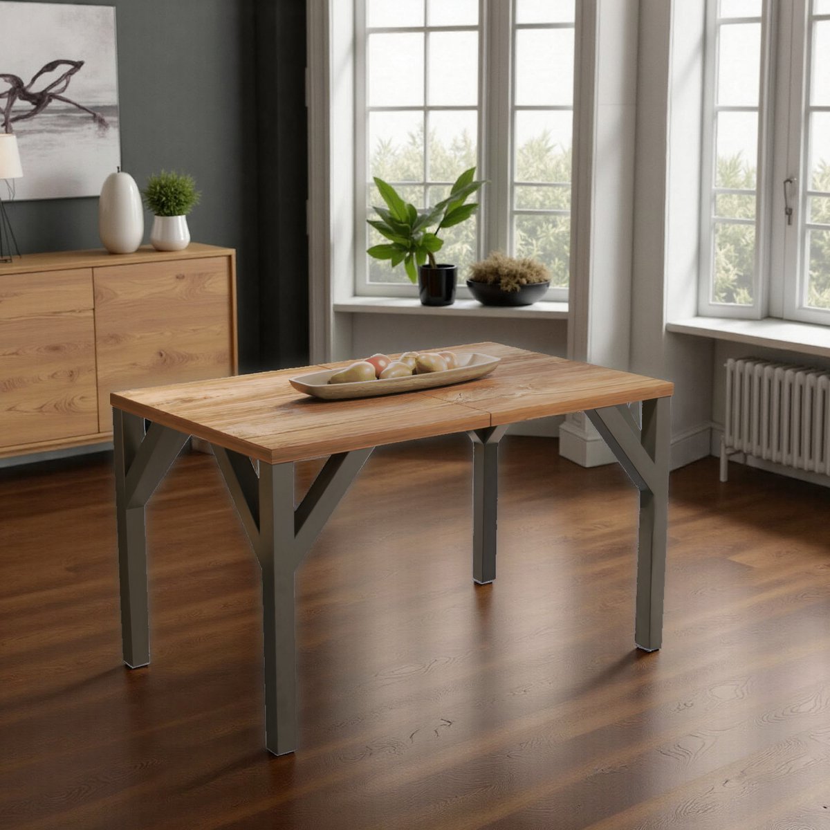 Luxe Uitschuifbare Eettafel Stirling Eiken – Rechthoekig – 130-240 x 90 x 75 cm – Geschikt voor 10 Personen – Robuust Hout & Fineer – Moderne Design Tafel voor Woonkamer & Eetkamer hometotry