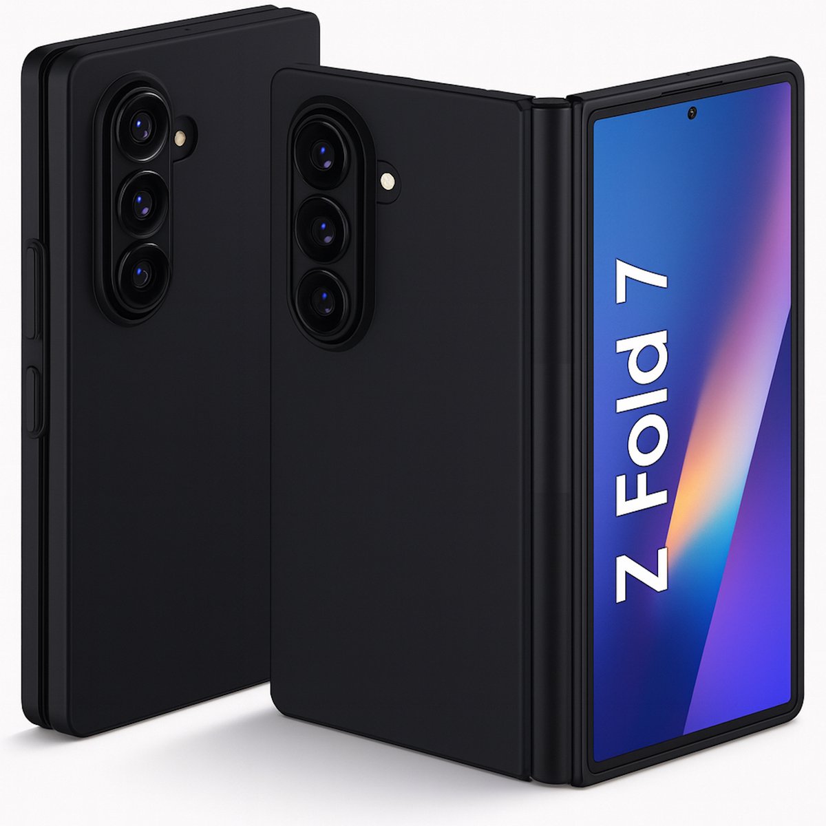 Hoesje geschikt voor Samsung Galaxy Z Fold 7 - Mat Back Case Zwart