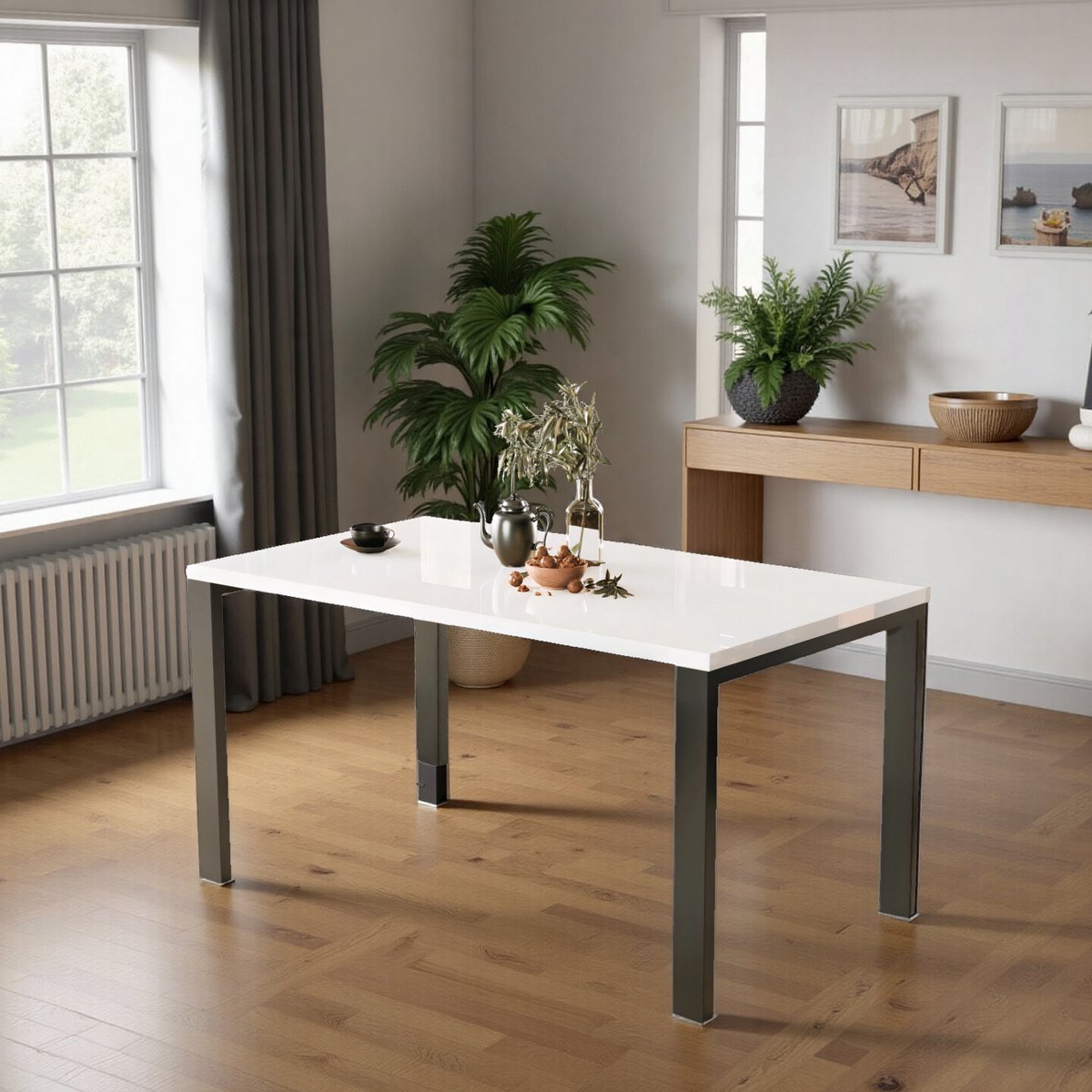 Luxe Uitschuifbare Eettafel Wit – 130-220 cm – Moderne Design Tafel voor Woonkamer & Keuken – Verstelbare Lengte, Hoogwaardig & Duurzaam hometotry