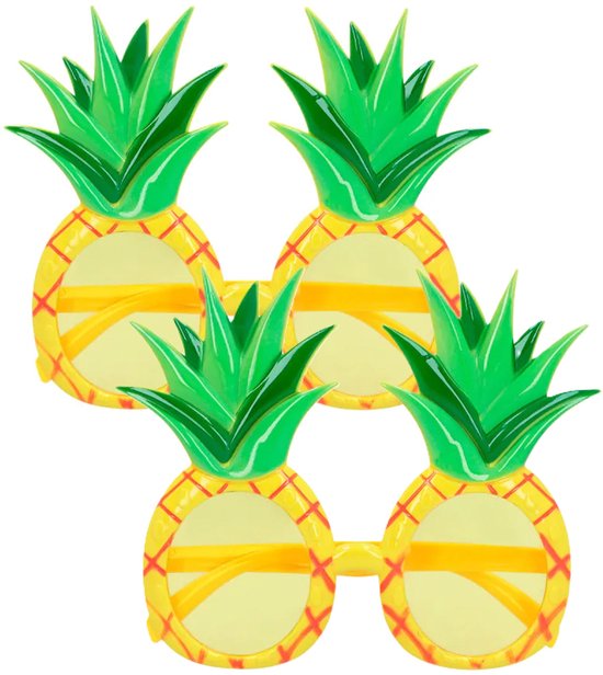 Boland Carnaval/verkleed party bril Ananas - 2x - Tropisch/hawaii thema - plastic - volwassenen - verkleedbrillen