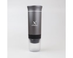 Xcruiser Draagbare koffiezetapparaat, 3-in-1 espressomachine, elektrische verwarming voor reizen, compatibel met kleine en grote capsules en gemalen koffie, USB-opladen voor 12 V, auto en camping (zwart)