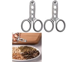 2 stuks - Notenschiller - Pompoenpitkraker - Pistacheschiller - Notenkraker - Pompoenpitschiller - Duurzaam - Roestbestendig - Zilver - Geschikt voor pistachenoten, pijnboompitten en pompoenpitten