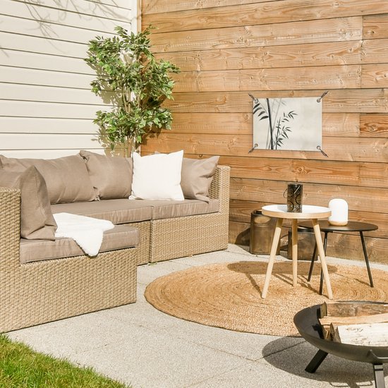 Affiche de jardin 40x30 cm - Décoration de jardin Japandi - Bamboe - Beige - Affiche pour le jardin - Décoration extérieure - Tableau de jardin clôture - Décoration murale en tissu de jardin - Décoration murale en tissu de balcon
