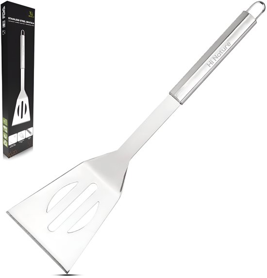 HI NATURE™ Spatels - Staal Spatel - Premium Roestvrijstalen Spatelset - Keukenspatel | Hittebestendig en Vaatwasserbestendig Spatelset | Grillspatel - Visspatel - BBQ Spatels - Keukenspatel - Bakspaan | Anti-aanbak Keukengerei (RVS)