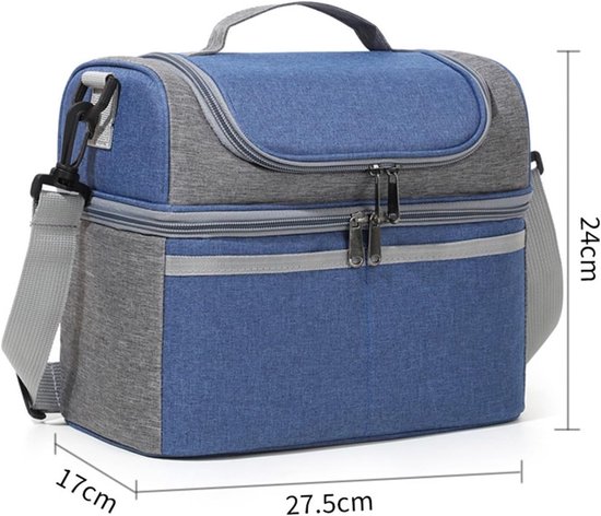 Lunch tas - Geïsoleerde lunchtas - Dubbele laag kleurrijke lunchtas - Dikke aluminiumfolie koeltas - Draagbare crossbody geïsoleerde tas - Marineblauw van Mueka — afbeelding 2