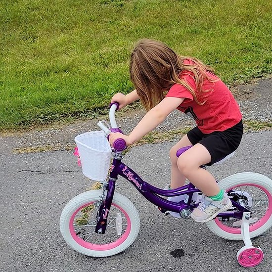 JOYSTAR Fairy Kinderfiets voor Meisjes - 18 Inch - Handrem - Mand - Zijwieltjes - Paars van JOYSTAR — afbeelding 2