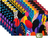 Napperons - 6 pièces - 45x30 cm - Set de table en plastique - Fleurs - Feuilles - Abstrait - Rouge - Dessous de Assiettes - Décoration de table - Accessoires de décoration de table de Cuisine - Dessous de verre en Vinyl - Décoration de table