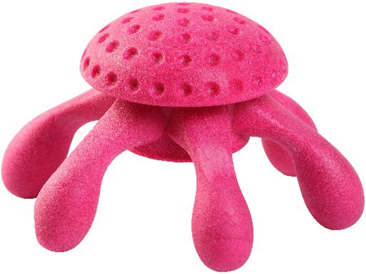 kiwi walker - hondenspeelgoed - octopus TPR fushia - S - +- 12 cm - drijvend, stuiterend en licht - apporteren of ... samenspel