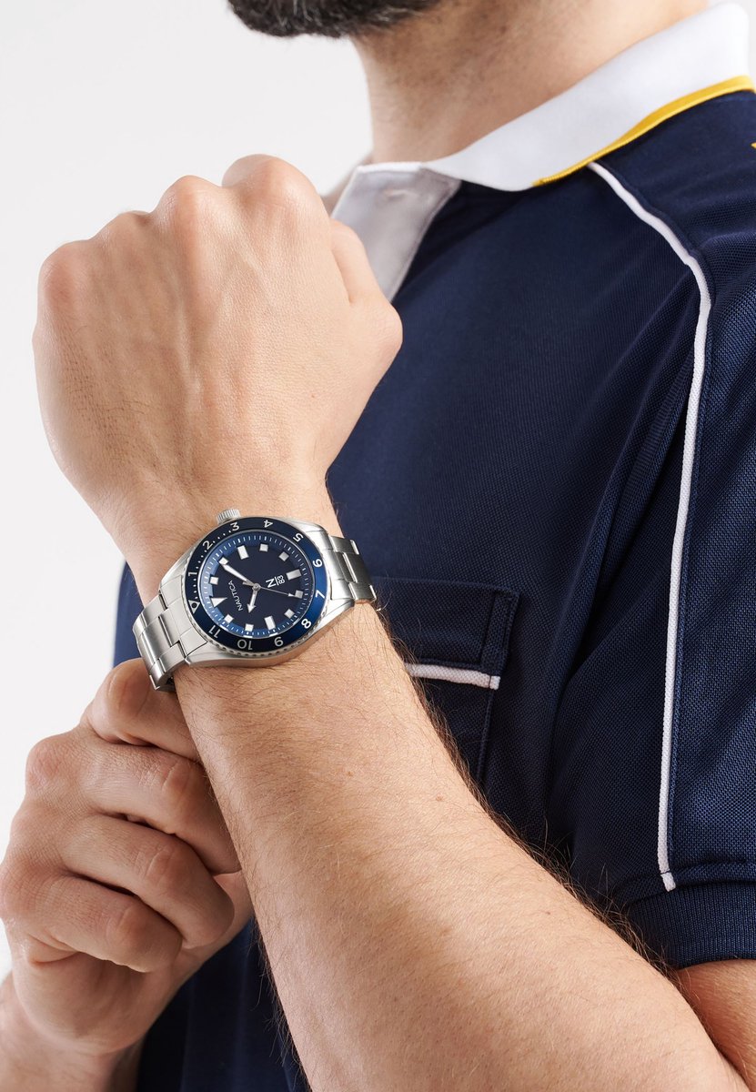 Nautica Finn World Kwarts Analoog Horloge Blauw Case: 100% Stainless Steel | Armband: 100% Stainless Steel 44 mm NAPFWF407, NAPFWF408