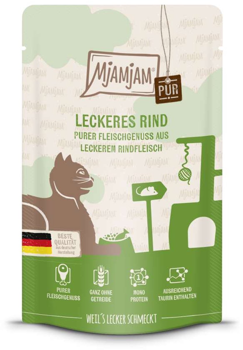 MjAMjAM MjAMjAM Cat - Purer Fleischgenuss Pouchbeutel 12x125g | Rind
