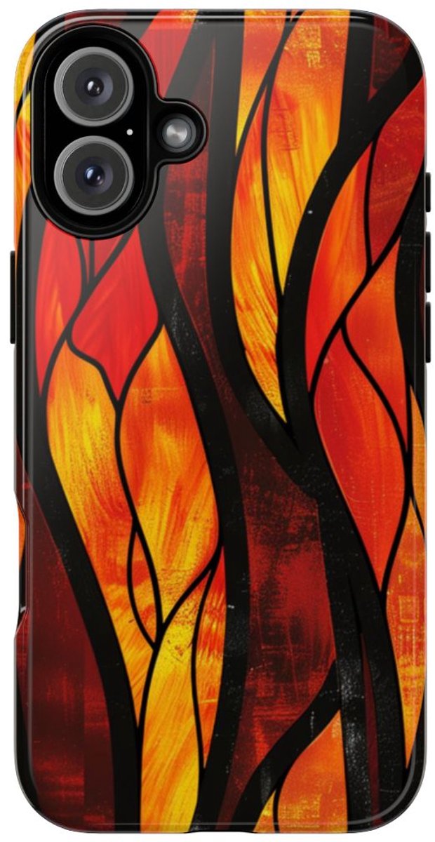Glas-in-Lood Vlammen Design – Telefoonhoesje Geschikt voor iPhone 16 Plus