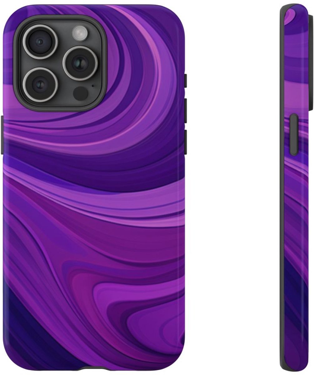 Paars Golvend Abstract Patroon – Telefoonhoesje Geschikt voor iPhone 15 Pro Max