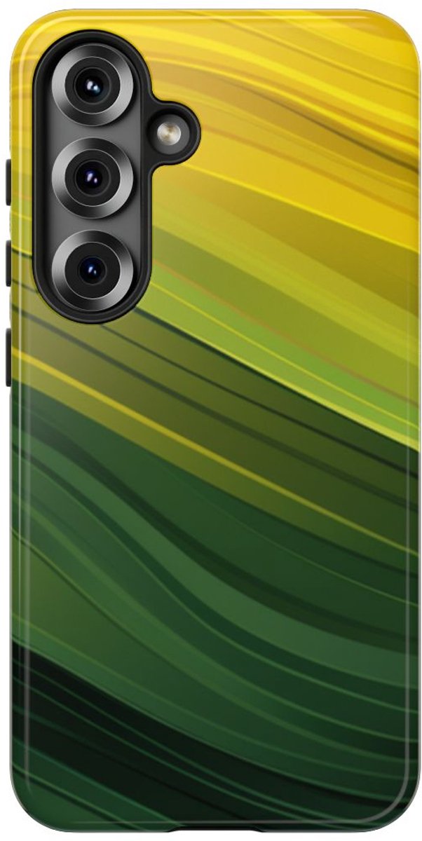 Groen-Geel Golvenpatroon – Telefoonhoesje Geschikt voor Samsung Galaxy S25