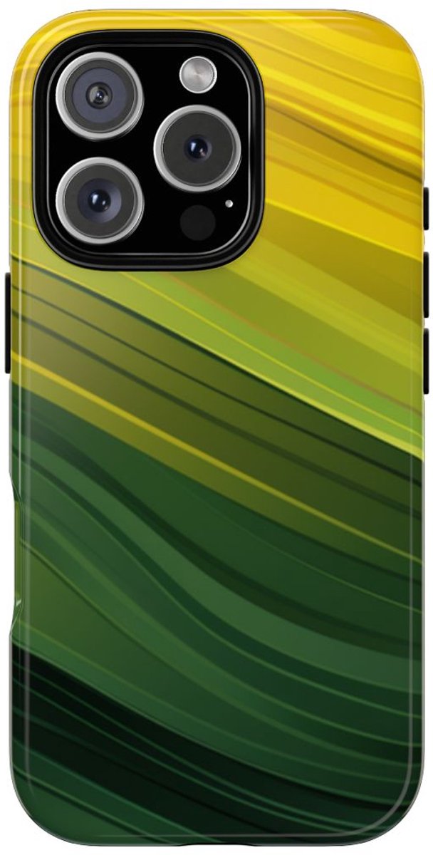 Groen-Geel Golvenpatroon – Telefoonhoesje Geschikt voor iPhone 16 Pro
