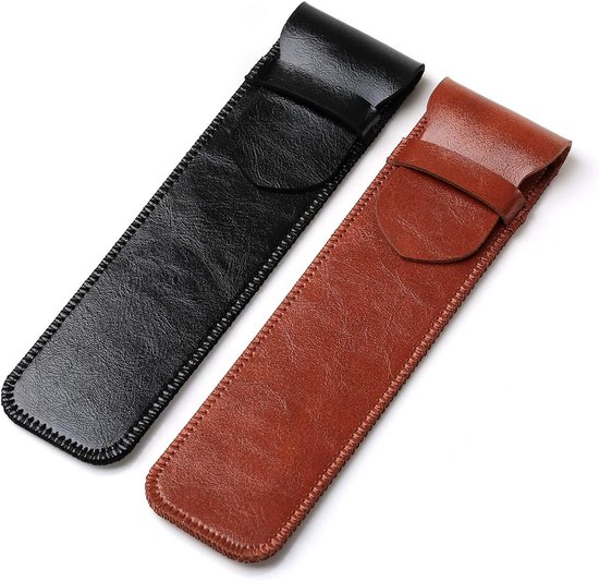 Alassio By Jüscha Pennenetui voor 2 stuks zwart leer 14 x 4,5 x 2,5 cm