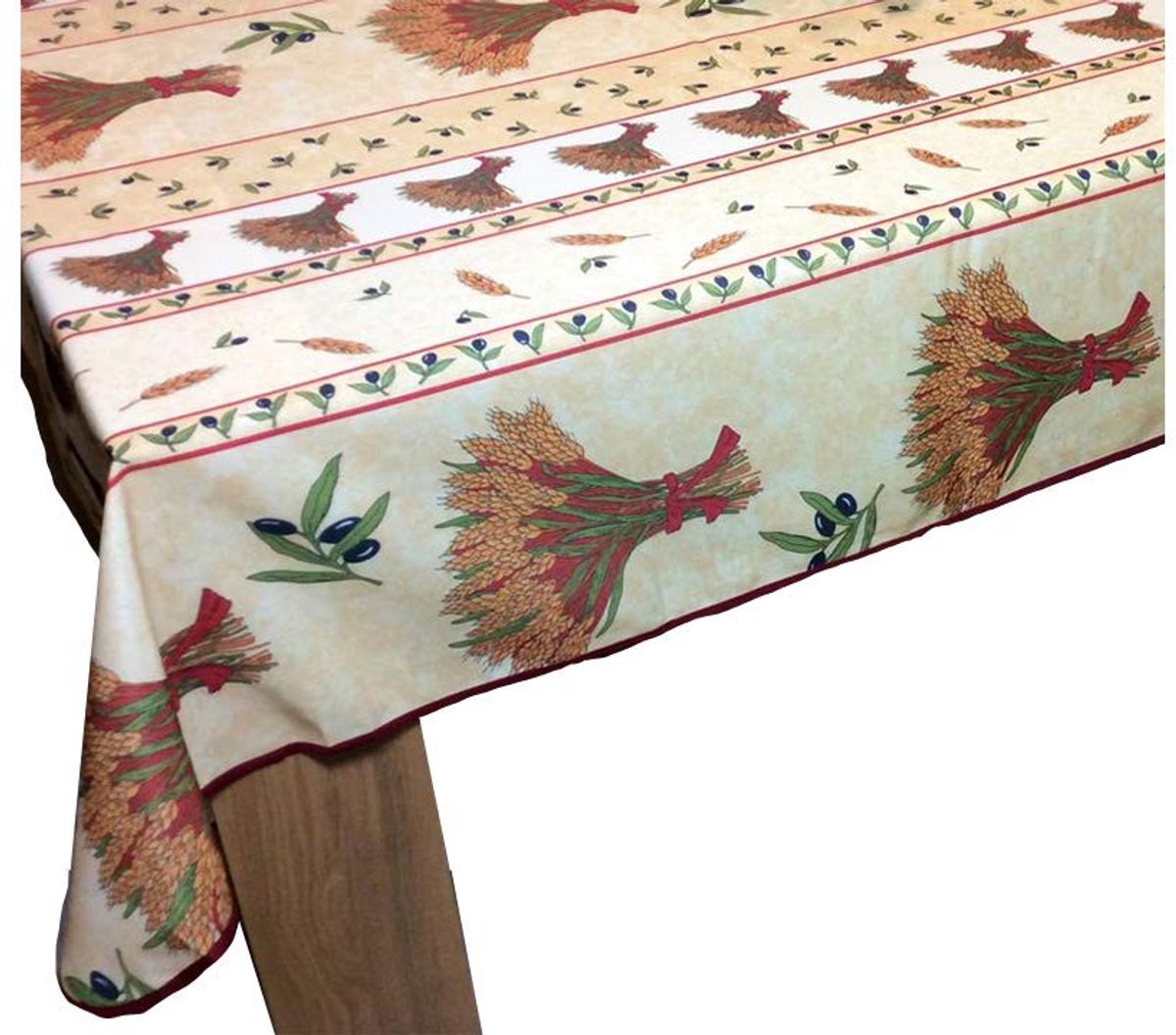 Provençaals rechthoekig vlekbestendig tafelkleed - beige tarweboeket