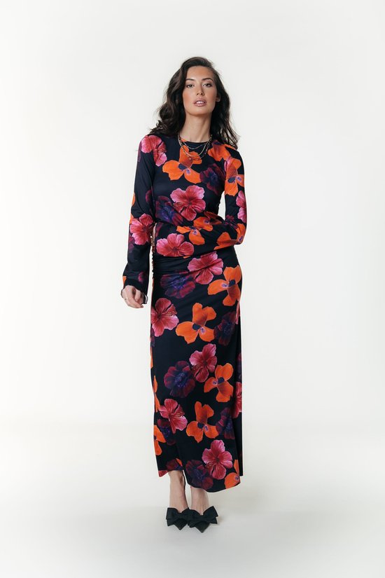 Robe longue pêche Multi à fleurs Maude, Colourful Rebel - S