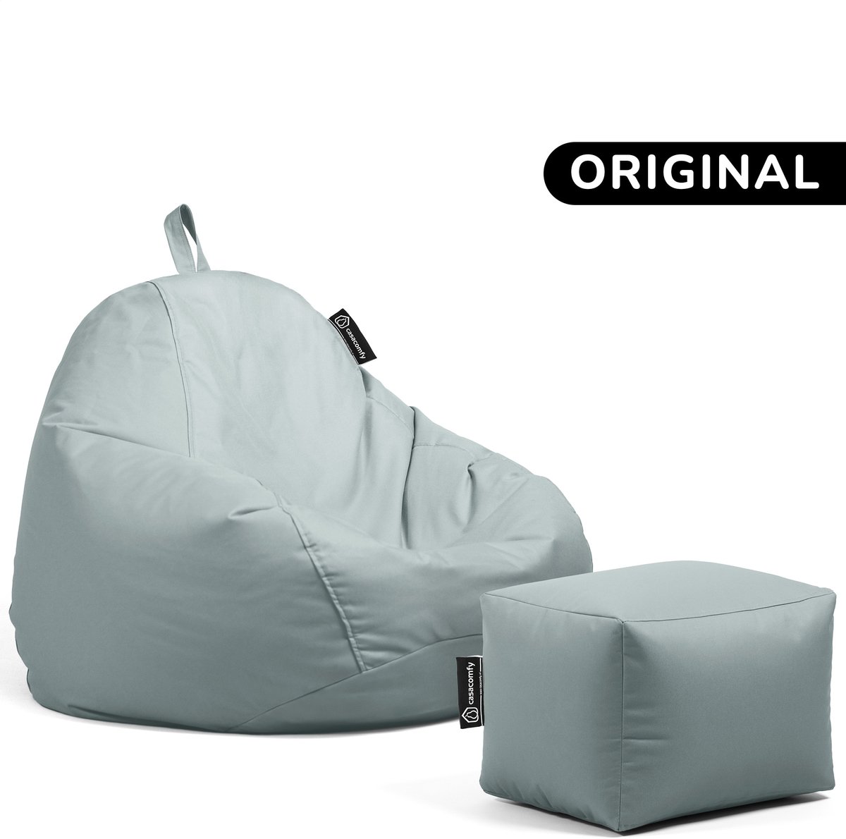Casacomfy Pear Original - Zitzak met Voetenbankje - Kind & Volwassenen - Binnen & Buiten - Grijs Grijs + voetenbankje
