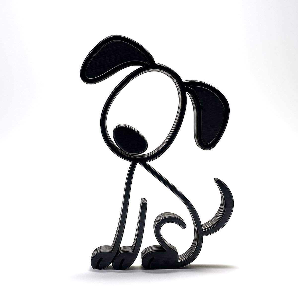 Stickyman Puppy - decoratiebeeldje - zwart - 20 cm hoog