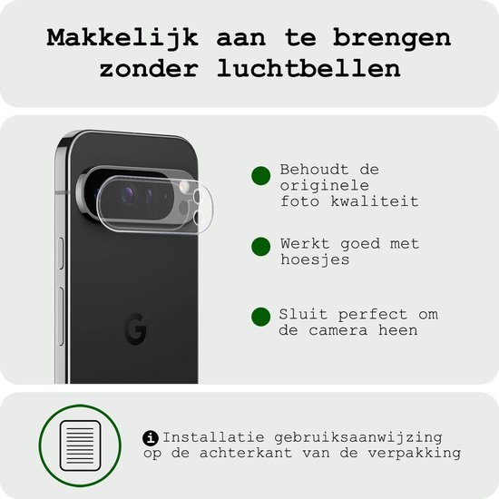 Zwarte smartphone met camera lens protector die makkelijk aan te brengen is zonder luchtbellen. Behoudt foto kwaliteit.