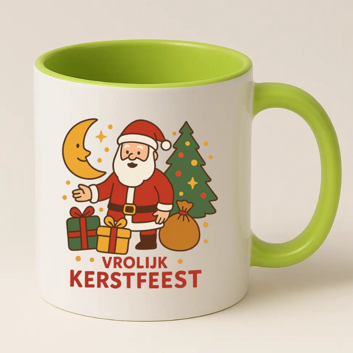 Vrolijk Kerstfeest Mok Groen - Kerstmok - Kerstcadeautje - Kerstcadeau