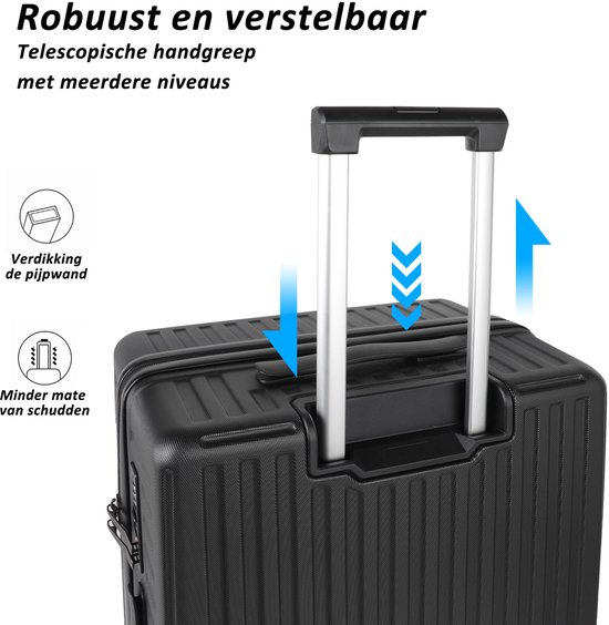 TAN.TOMI Reiskoffer groot 76x49x30 - 100L - Spinner wielen - Lichtgewicht - TSA Slot -zwart