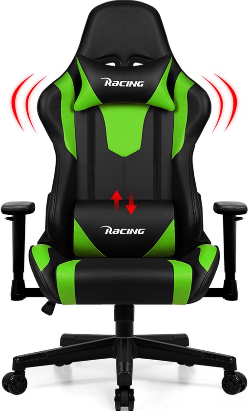 Gaming Racing Stoel Verstelbare Rugleuning Groen 150 kg - Gaming - €129,49
