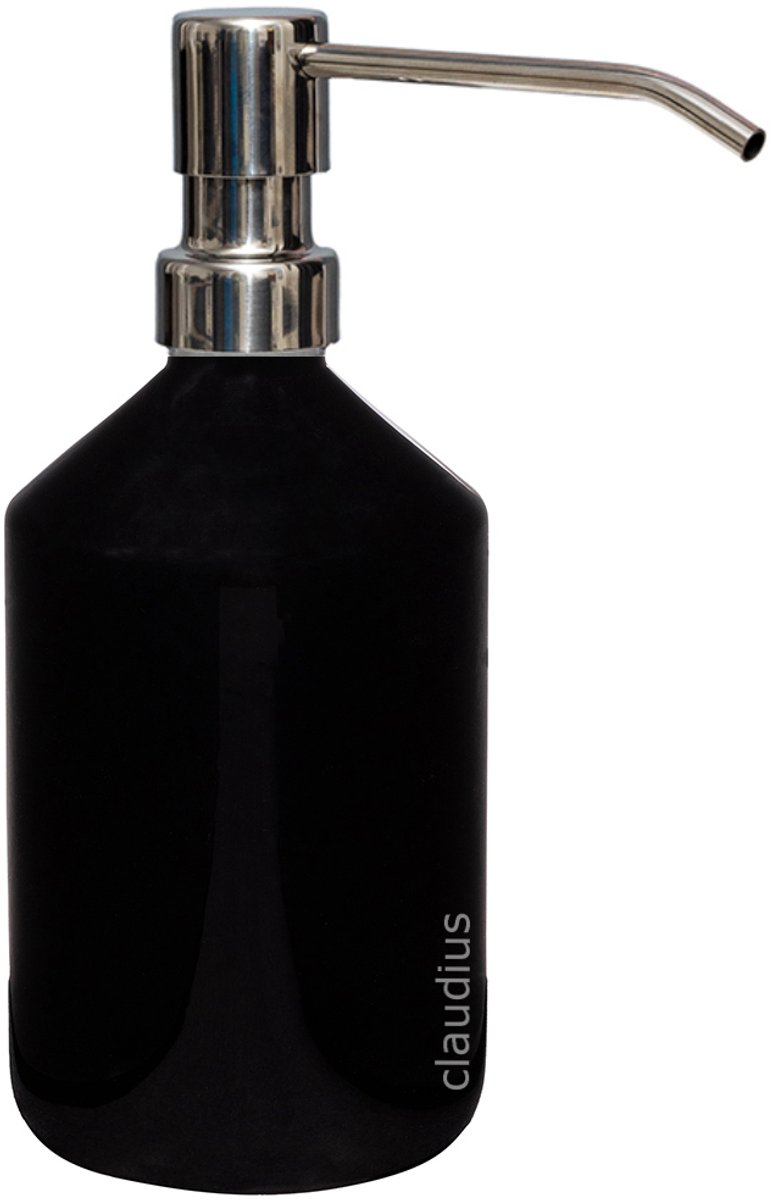 Lege Plastic Fles 500 ml zwart - met luxe RVS zilverkleurige pomp - set van 5 stuks - navulbaar - leeg